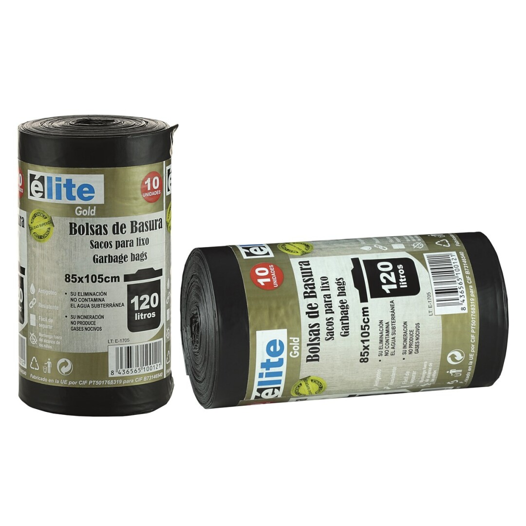 BOLSA O SACO DE BASURA NEGRO DE 85X105 120 LITROS